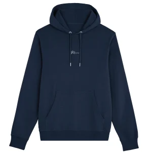 Navy Blue Branded Plain Hoodie - Fleece